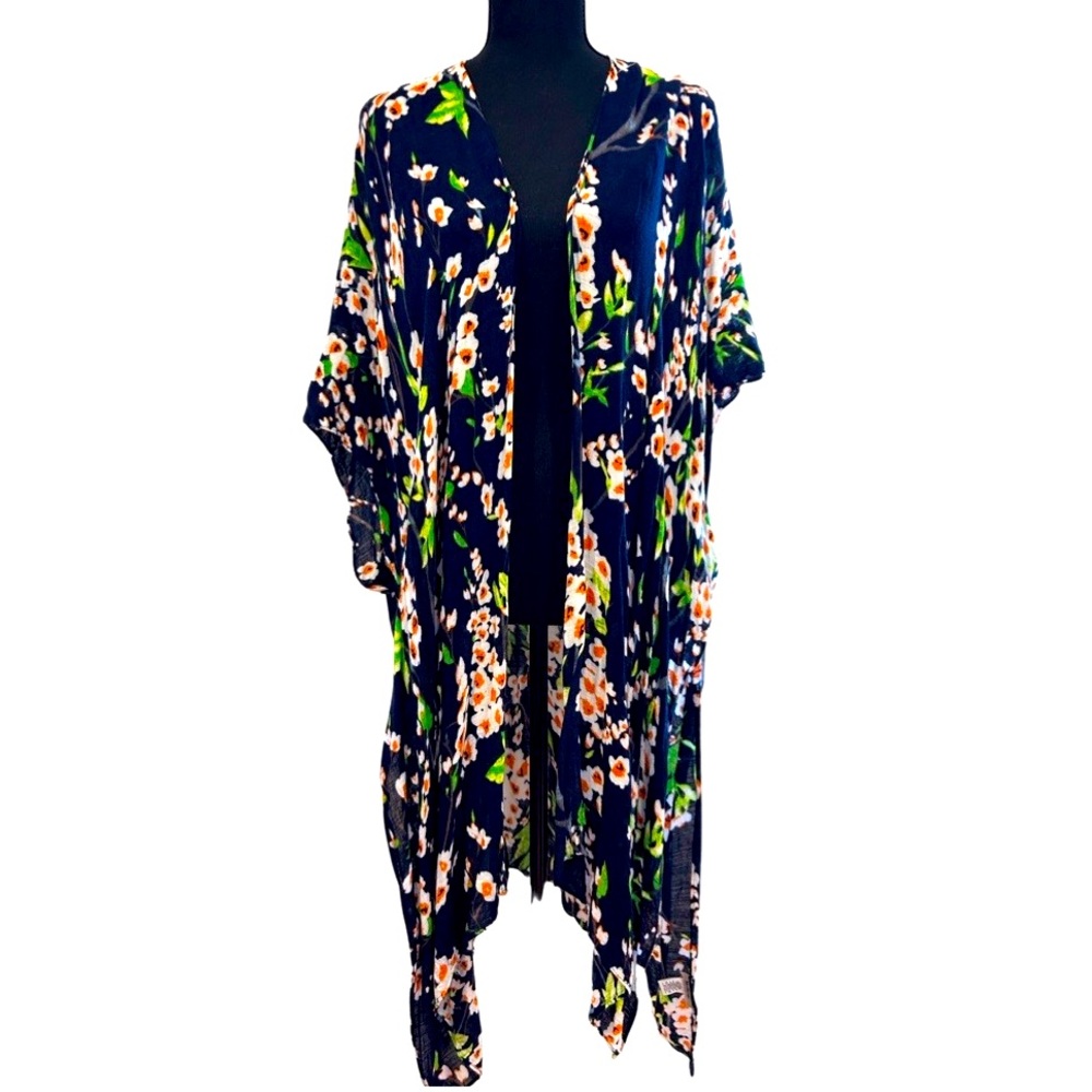 Colourful Orange, Blue And Green Kimono duster